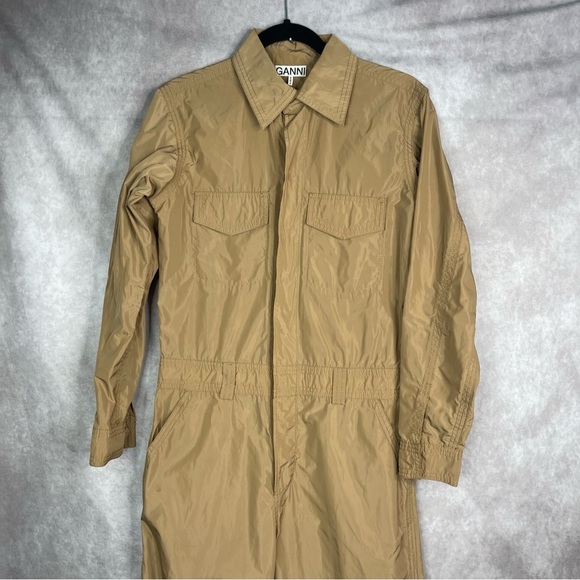 Ganni Nylon Tech Utility Suit In Neutral Brown Women's Size 36 US 4 - Picture 4 of 11
